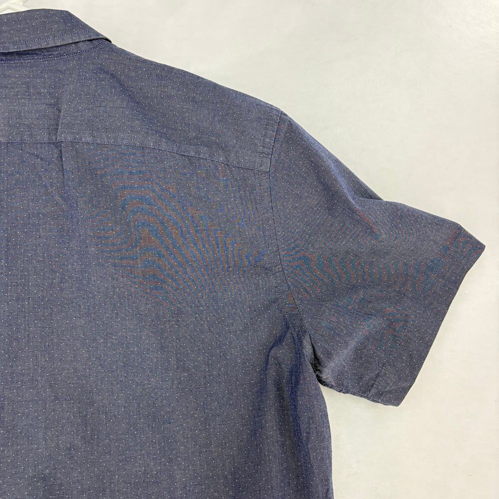 Banana Republic Slim Fit Chambray Short Sleeve Shirt Sz L Micro Dot Stretch - Picture 12 of 15